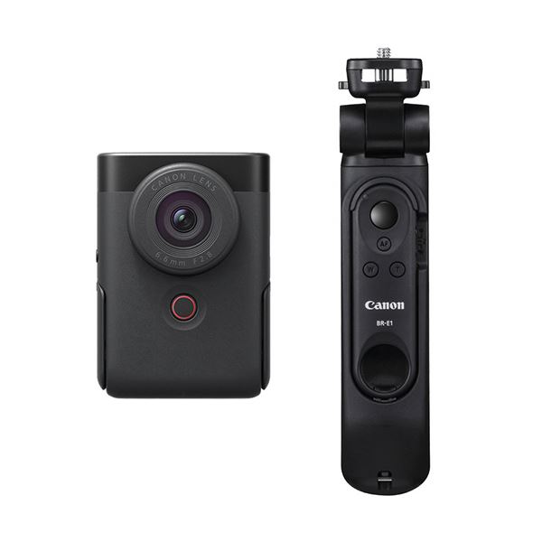 コンパクトなデジタルカメラと便利なトライポッドグリップがセットになった、ブラックカラーのV10 撮影時に安定感を提供し、使いやすさを追求したキット 黒 キヤノンコンパクトデジタルカメラ Power S