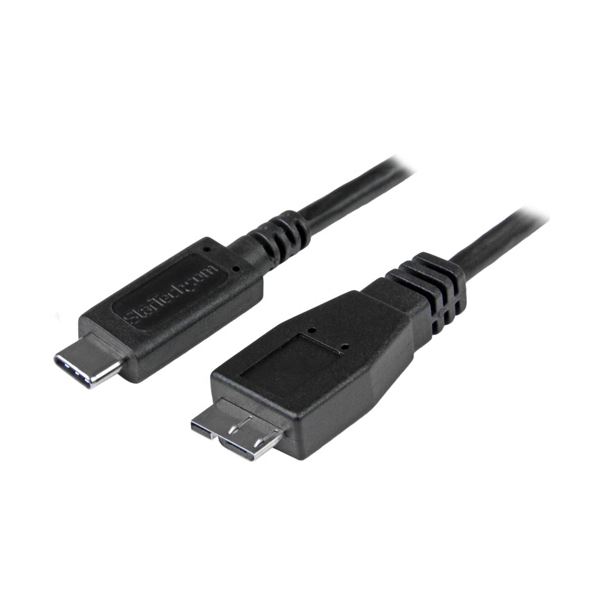 USB3.1規格に対応した、Type-CオスからMicro-Bオスへの変換ケーブル 配線 高速データ転送が可能な1mの長さで、ブラックカラーがスタイリッシュ デバイス同士を繋ぐ必需アイテム 黒 Sta