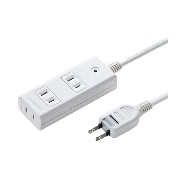 ホコリをシャットアウト 2口3個差し3mのホワイト雷ガードタップ、雷から家電を守るシャッター付き電源タップ1個 白 雷ガードタップ（ホコリ防止シャッター） 2P・3個口 3m ホワイト TAP-SP2
