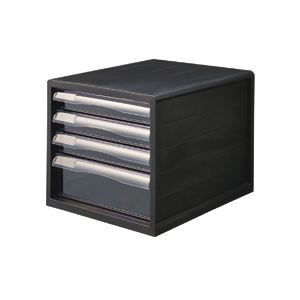 スタイリッシュなデザインで、A4サイズの書類を整理整頓 使いやすい浅3段と整理 収納 力抜群の深1段、ブラックカラーでオフィス 事務用 に格上げ 黒 レターケース A4 浅3段・深1段 ブラック 黒◇
