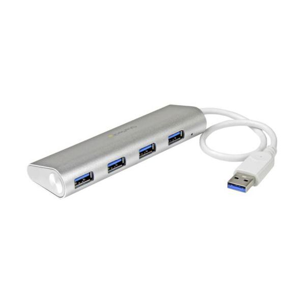 高速データ転送が可能な4ポートUSB3.0ハブ、シルバー＆ホワイトカラーのスタイリッシュなデザイン デスク (テーブル 机) 周りをスッキリ整理し、便利に使える1台 白 Star Tech.com 4