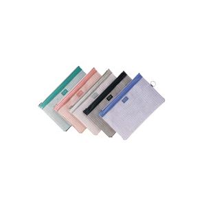 リヒトラブ メッシュバッグ 薄型クリアケース 事務用品 業務用透明でスリムなメッシュバッグ、オフィス 事務用 用品や業務用に最適 便利なジッパータイプのB5サイズポーチ、マチなしで整理 収納 力抜群 