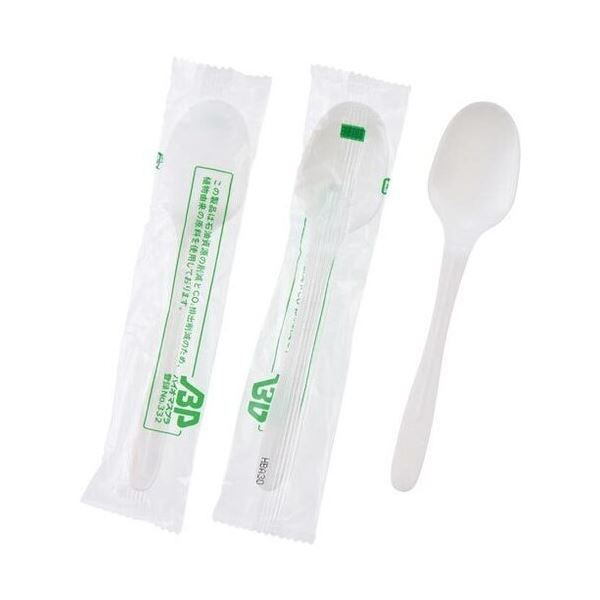 エコフレンドリーな16cmスプーン100本セット 環境にバイオプラス素材を使用し、袋入りで便利 食事の時間をより快適に彩る一品です (まとめ) 袋入バイオプラスプーン16cm 100本 【×2セット】