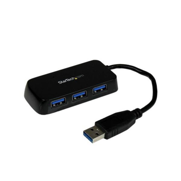 高速データ転送が可能な4ポートUSB3.0ハブ、スタイリッシュなブラックカラーでおしゃれにデスク (テーブル 机) 周りを整える デバイスを一度に4つ接続できるので便利 ST4300MINU3Bを1個