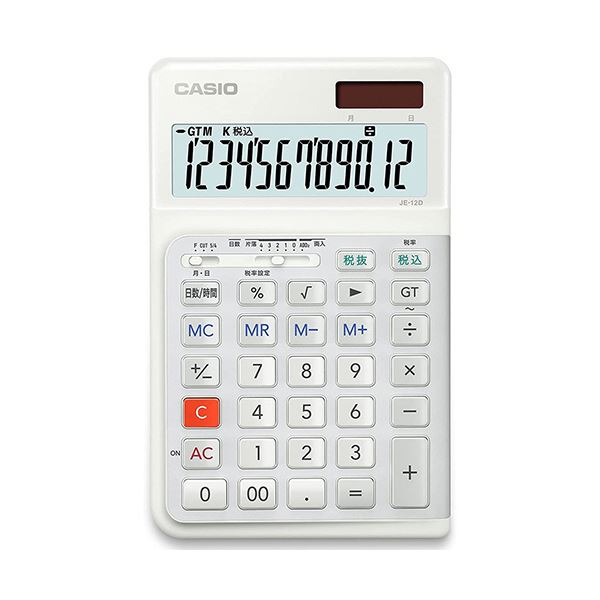 人が電卓に合わせるのではなく電卓が人に合わせる人間工学電卓快適な計算サポート、12桁ジャストタイプの人間工学電卓 手にフィットし、楽しく使えるスタイリッシュなデザイン カシオの信頼と品質でパフォーマン