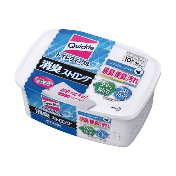 トイレをスッキリ爽やかに 強力な消臭力を持つトイレクリーナー本体が10枚セットでお得に 5セットでたっぷり使える （まとめ） 花王トイレクイックル 消臭ストロング 本体 1個（10枚） 【×5セット】