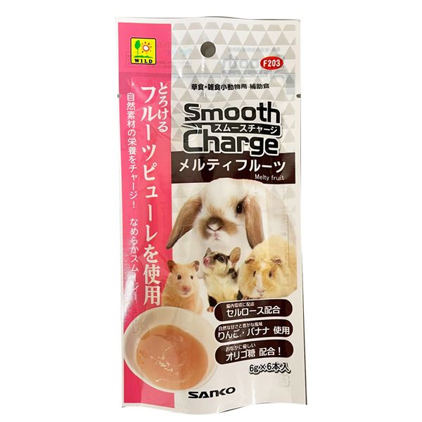 とろける美味しさ、爽やかなフルーツの優しい甘みとろける果実の甘さが溶け込む、小動物用栄養補助食品 フルーツの爽やかな味わいが楽しめるスムースチャージ 6本セットでお得な価格でご提供します （まとめ）三