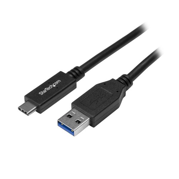 USB3.1規格対応の高速データ転送ケーブル 配線 Type-AオスからType-Cオスへの接続で使いやすく、1メートルの長さ スタイリッシュなブラックカラー デバイス同士を繋ぐ頼れる相棒 黒 Sta