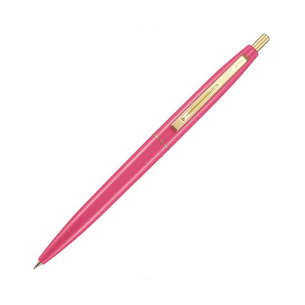 高級感漂うBICの油性ボールペン、クリック式のゴールドボディにチェリーピンクの軸がおしゃれな0.5mmの黒インク 12本入りでお得なセット 使いやすくスタイリッシュな一本 ビジネスからプライベートまで