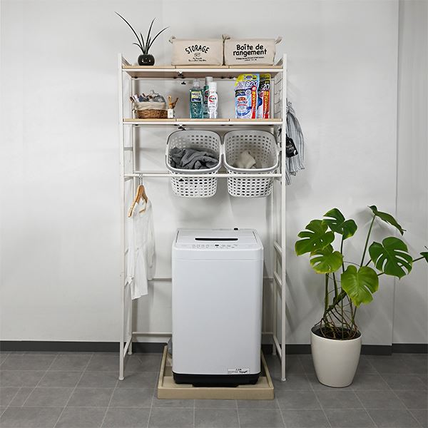 洗濯機周りの衣類や洗剤、タオルを収納！ ランドリー用品洗濯機ラック ランドリー収納ラック 生活家具 脱衣所収納 洗面所 脱衣所 リビング 引っ越し 引越し 引越 新生活伸縮可能な65〜95cm幅のラン