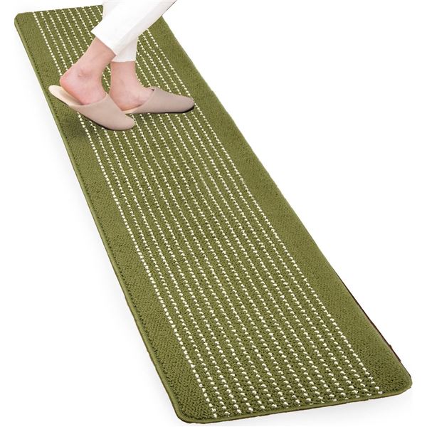小さく折りたためてお洗濯しやすいキッチンマット折りたためて洗濯しやすいキッチンマット 台所用 グリーンの癒し空間を演出 サイズは約45×240cmで、2個セットでお得 キッチン を美しく彩り、忙しい日