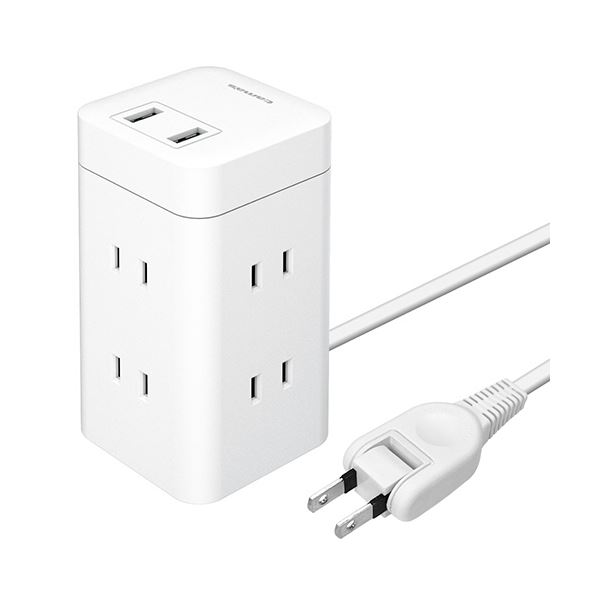 縦置きでも横置きでも可能な2Wayスタイル電源タップ自由自在な配置で使える2Wayスタイルパワータップ 6個のコンセントと2つのUSBポートを搭載 縦でも横でも、あなたのスタイルに合わせて使える 多機