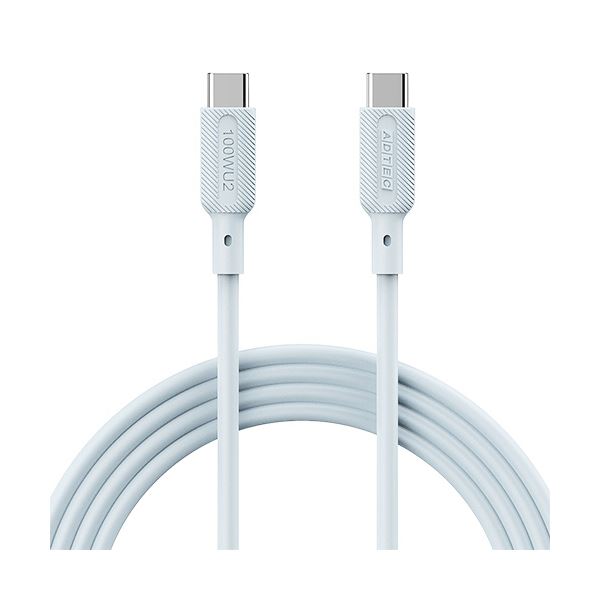 パワフルな100W出力 USB2.0 Type-C to C ケーブル 配線 が2本セットでお得 ブルーの1m長さで便利 青 （まとめ） アドテックUSB2.0 Type-C to C ケーブル 配線