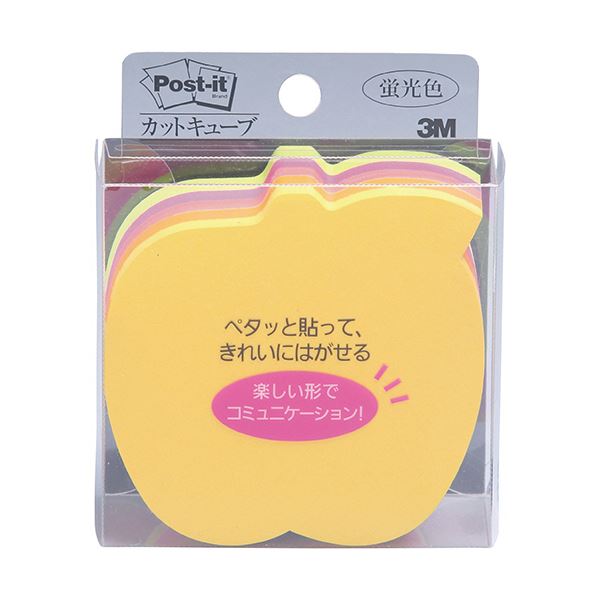 カジュアルなコミュニケーションに。鮮やかな蛍光カラーのポスト・イットで手軽にコミュニケーションを 3M ポスト・イット カットキューブアップル 蛍光カラー5色 CC-36 1セット(5冊)◇関連： 生