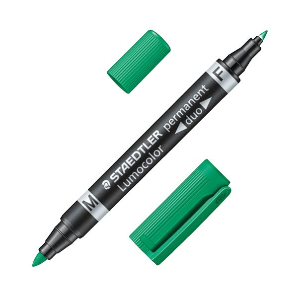 【使いきりタイプ】高機能油性マーカーに「デュオ」登場驚きの高機能 使い切りタイプの新感覚油性マーカー デュオが登場 ルモカラーデュオM（1.5mm）/F（0.6mm）グリーン348-5、1セット（10