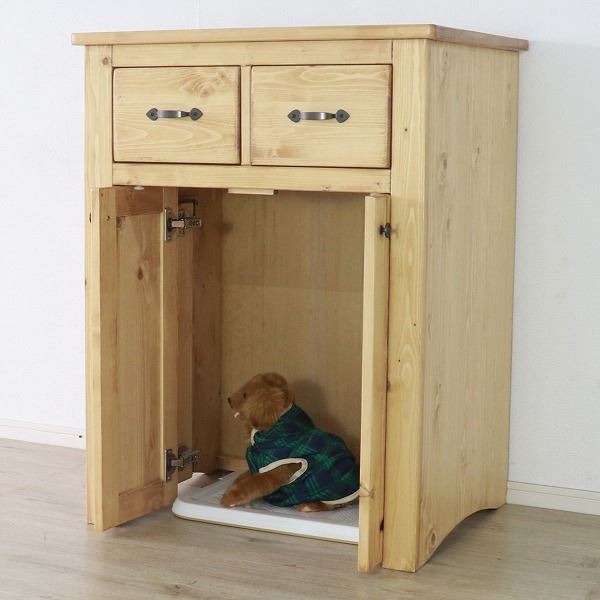 スライド収納できるソフトクロージング扉付きで安心の 犬猫用品ペット ペット用品 ペット グッズ 犬 猫 犬猫 動物 愛犬 愛猫 わんちゃん ねこちゃんスタイリッシュなライトブラウンのペットトイレ整理 