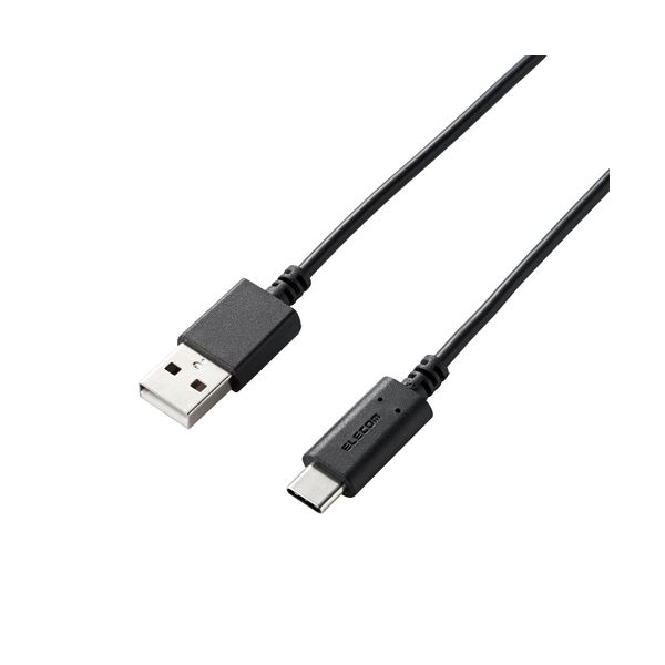 スマホ充電＆データ転送用USBケーブル 配線 5本セット USB2.0規格対応、A-Cタイプ、1.0m長、ブラック 使いやすく耐久性抜群 家族や友達とシェアして快適にスマホを使おう 黒 【5セット】 