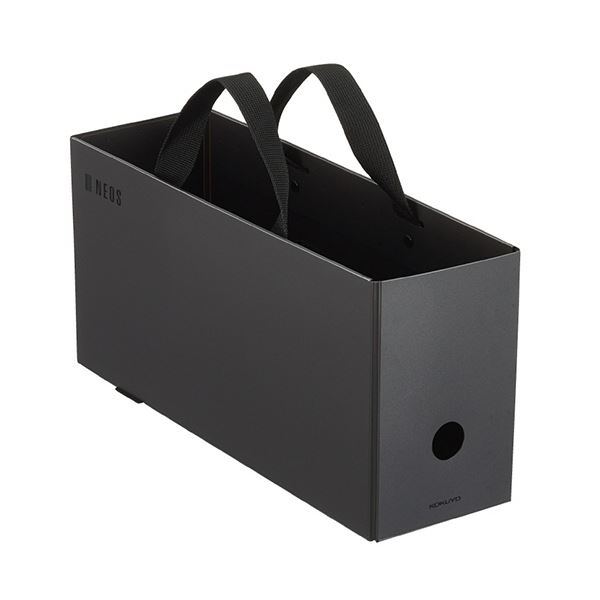オフィス移動時の荷物をすっきり整理して持ち運べます。スマートに整理して持ち運べる オフィス 事務用 移動の頼れる相棒 ブラックNEOS A4ハーフキャリーボックス、まとめて10個セット 黒 （まとめ）