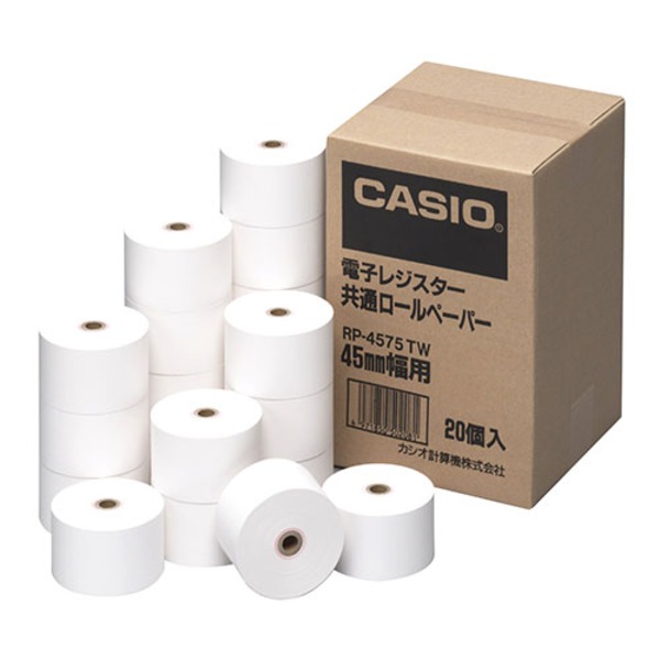カシオ普通紙ロールペーパー計算機用ロールペーパー20個入り 高品質な普通紙で、スムーズな計算をサポート サイズは45mm×75mmで、1箱に20個入ってお得 RP-4575-TW カシオ計算機 ロール