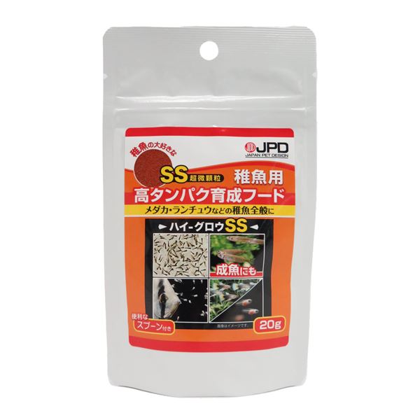超微顆粒で水を汚しません。水質を損なわずに観賞魚を健康に育てるための、高タンパク育成フード ハイ-グロウSS 超微粒子で水を汚さず、魚たちの成長をサポートします 20gのパックを3つセットにしたお得な