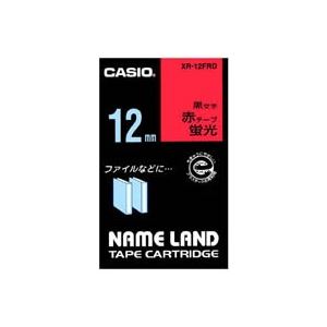 ラベルプリンター ライター用テープカートリッジ シール印刷鮮やかな赤と黒の文字で、ラベルプリンター・ライターに最適なテープカートリッジ カシオの蛍光テープXR-12FRDは、シール印刷にもピッタリ 1