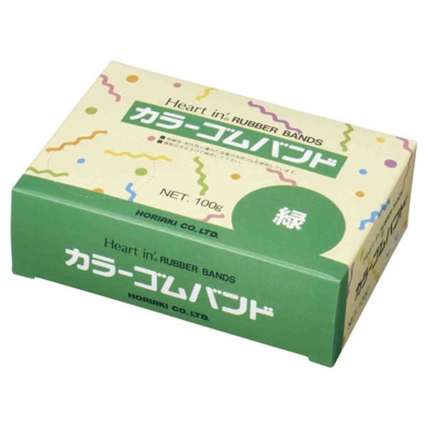 種類別に色分けしてゴム留め。カラフルで便利 種類別に分けて使えるゴム留め ホリアキ ハートインゴムバンド #16 100g 緑 1箱入り×5セット （まとめ） ホリアキ ハートインゴムバンド #16 
