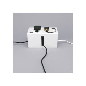 パソコンアクセサリー ケーブルアクセサリースペースを有効活用 コンパクトでスタイリッシュな整理 収納 ソリューション 電源タップ＆ケーブル 配線 整理 収納 ボックス Sサイズ ホワイト2個セット 白