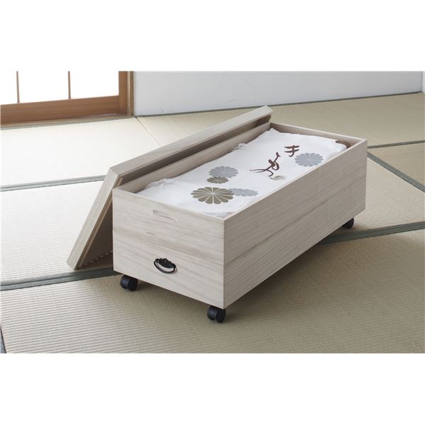たとう紙を折らずに収納できる桐衣装箱 収納箱たとう紙を折らずにスマートに整理 収納 桐の衣装宝箱【2段】幅91cm、積み重ね自在、キャスター付 移動可能 車輪付き き 日本製 国産 の完成品で、衣類を