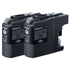 インクカートリッジ 純正インクカートリッジ真のインクの魔術師 驚異のインクカートリッジ 黒の至宝、LC211BK2PK お得な2個セット、1箱で3倍の満足感 （まとめ） ブラザー BROTHER イン