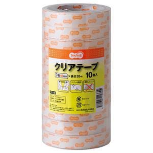 接着用品 クリアーテープ透明な力で結ぶ マルチパーパステープ（まとめ） TANOSEE クリアテープ 18mm×35m 1パック（10巻） 【×5セット】 （まとめ） TANOSEE クリアテープ 1