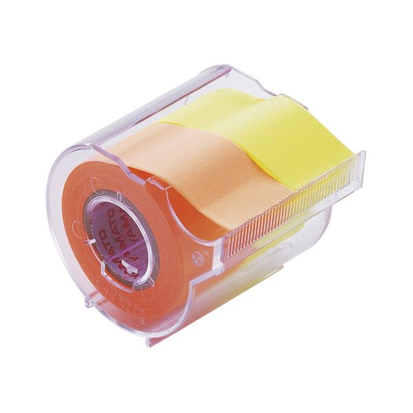 切って使うから、長さが自在。 貼って剥がせる、全面強粘着のメモテープ。自在な長さで切り取る ヤマトの蛍光紙メモックロールテープ、オレンジ・レモンの鮮やかな色彩 使いやすさと個性を兼ね備えた1個入り、5