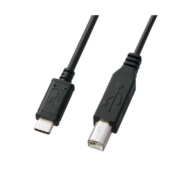 USBタイプCとUSB2.0BコネクタのUSB2.0ケーブル1mブラックUSB認証取得品高速充電対応 USB2.0ケーブル 配線 1mブラック USBタイプCとUSB2.0Bコネクタを搭載した信頼のU