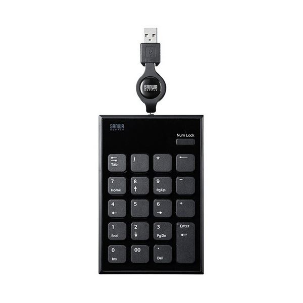 巻取ケーブル採用のアイソレーションタイプテンキー。巻き取りケーブル 配線 搭載のアイソレーション仕様テンキー 便利な巻き取りUSBテンキーがブラックで登場 NT-21UBK 1個のまとめ買い お徳用 