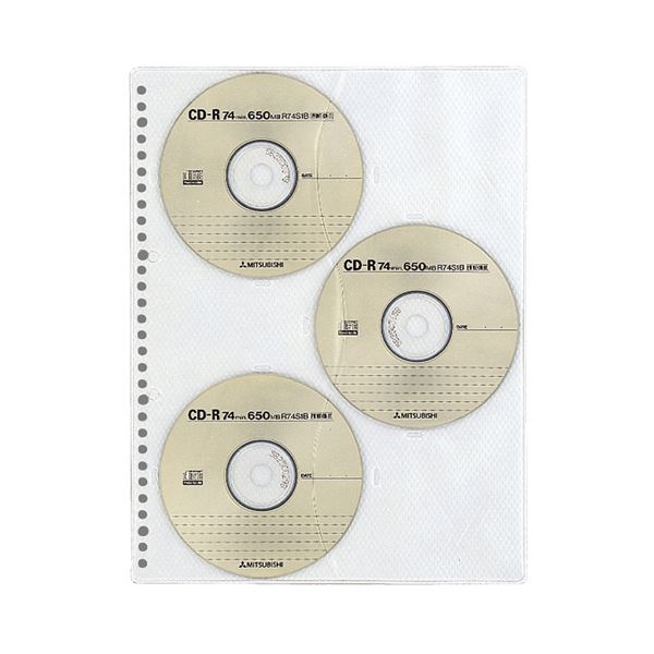 記録メディアをA4サイズに機能的にファイリングA4サイズでスマートに整理 コクヨ CD/DVDポケット A4タテ2・4・30穴 両面6ポケット EDB-A375 1パック(3枚)【×10セット】- 記