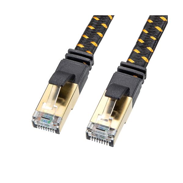 丈夫で取り回しの良いメッシュフラット、超高速40Gbps対応のCAT8メッシュフラットLANケーブル高い耐久性 頑丈 で持ち運びに便利なメッシュフラットケーブル 配線 、超高速40Gbps対応の次世代