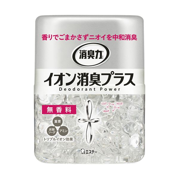トリプルイオン効果で化学的に消臭!化学反応で消臭パワーアップ トリプルイオンでニオイを撃退 無香料クリアビーズイオン消臭プラス、320gの本体が10個セットでお得 （まとめ）エステー 消臭力 クリアビ
