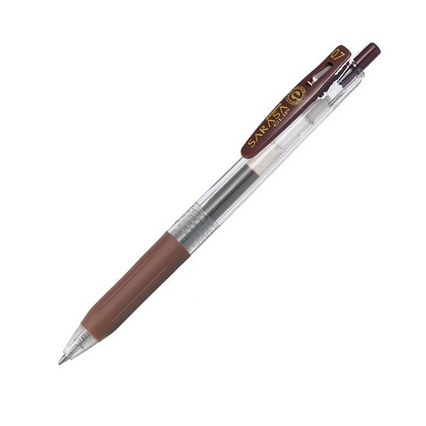 筆記具 ゲルインクボールペン ノック式滑らかな書き心地のボールペン、サラサクリップの0.7mm茶色インク 手軽に使えるノック式 1本で100回楽しめるお得なセット 書くことが楽しくなるゲルインクボール