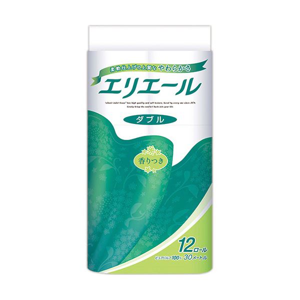 柔軟剤仕上げのやわらかさ、ほのかな香り付。ふんわりやわらかな触り心地と優雅な香りが魅力の、贅沢なトイレットティシュー 芯ありで長持ちし、30mのボリュームで経済的 1セットには72ロールものお得な数量
