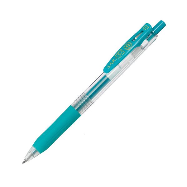 筆記具 ゲルインクボールペン ノック式新感覚の書き心地 0.7mmのサラサクリップが進化 驚きのゲルインクボールペン ノック式で手軽に使える ブルーグリーンの鮮やかな色彩が魅力 100本セットでお得 