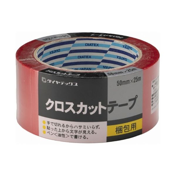 ダンボールをしっかり梱包(重梱包)することができます。高い耐久性 頑丈 な梱包に最適 驚きのクロスカットテープ 50mm×25mのレッド 1巻で5倍のお得感 赤 (まとめ) ダイヤテックス クロスカッ