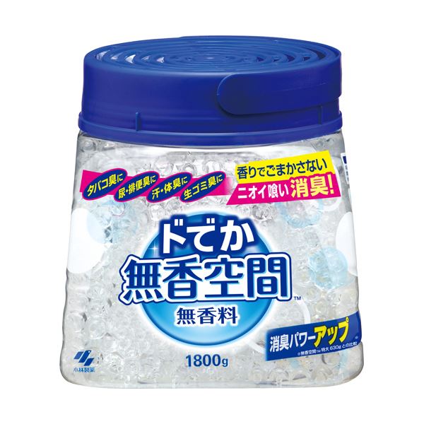「無香空間」から消臭効果の高い超特大タイプ!超効果 驚異の消臭パワー 無香りの巨大空間を手に入れろ 1800gのドでか無香空間が5個セットでお得に （まとめ）小林製薬 ドでか無香空間 本体1800g 