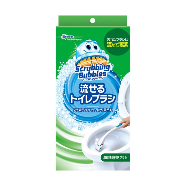 生活雑貨 バス・トイレ・ランドリー トイレブラシ・通水カップトイレをピカピカに 便利な流せるトイレブラシセット 10個セットでお得 ジョンソンのスクラビングバブルシャット 本体にはブラシ4本付き 生活