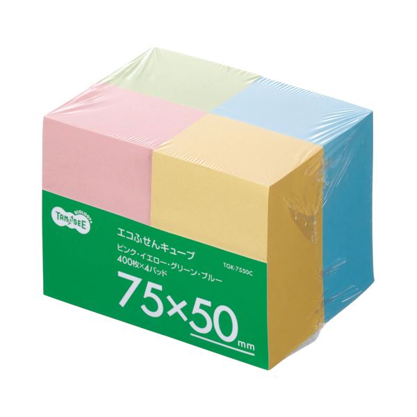 ノート・ふせん・紙製品 ふせん 普通粘着色とりどりのエコふせん 400枚詰め合わせ 使いやすいサイズで便利 4冊入り×5パック ノート・ふせん・紙製品の新定番 (まとめ）TANOSEE エコふせん キ