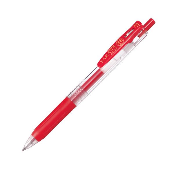 サラサラと書ける0.7mmのノック式ジェルボールペン。メモ書きやイラストに!滑らかな筆記が可能な0.7mmのクリップ式ジェルボールペン メモ書きや手紙に最適 赤いインクで目を引く 10本セットでお得 