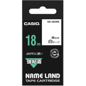 ラベルライター・カッティングマシン ネームランド用カートリッジテープマスター・カッティングマシン (まとめ) 強力粘着テープ 18mm×5.5m 白／黒 XR-18GWE 1個 【×10セット】 (ま