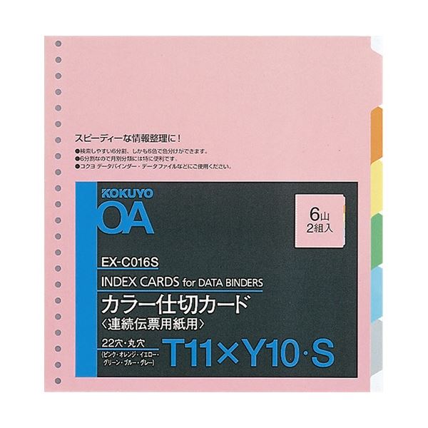 6色6山だから月別データの整理・分類にぴったり。月別データ整理のマスターツール 6色6山でデータを整頓、分類 カラー仕切カード バースト用、T11×Y10 22穴、20組セットでお得 コクヨ 連続伝票