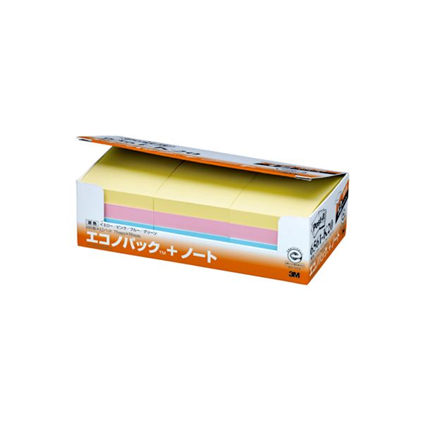 ノート・ふせん・紙製品 ふせん 普通粘着色とりどりの再生紙で彩る、便利な粘着メモ エコノミカルな12冊セット×5でお得にGET (まとめ) 3M ポストイット エコノパック ノート 再生紙 75×50