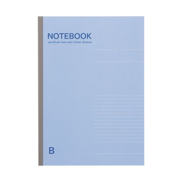 書きやすさが魅力のオリジナルノート。書くのが楽しくなる 魅力溢れるノートブック セミB5サイズ、B罫6mm、50枚入り、ブルーの1セット（50冊） 青 TANOSEE ノートブック セミB5 B罫6m