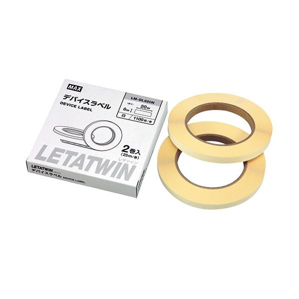 レタツイン用デバイスラベルマックスの便利なレタツイン用デバイスラベル 6×20mm幅で1100枚も入っている 使いやすくて経済的なLM-DL620N 1箱(2巻)で手軽に手に入る マックス レタツイン