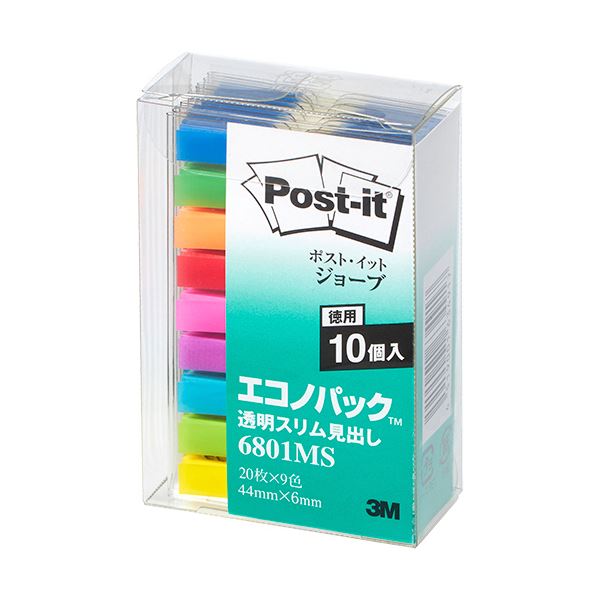 ノート・ふせん・紙製品 ふせん フィルムタイプ便利なフィルムタイプのポストイット、ジョーブ エコノパック コンパクトサイズで9色のバリエーションが楽しめる まとめて90冊の業務用パックでお届けします 